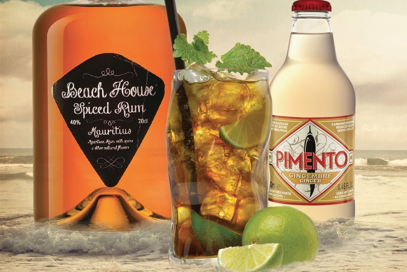 SPICY BEACH COCKTAIL WITH BEACH HOUSE SPICED RUM & PIMENTO DRINK - Spirits of France